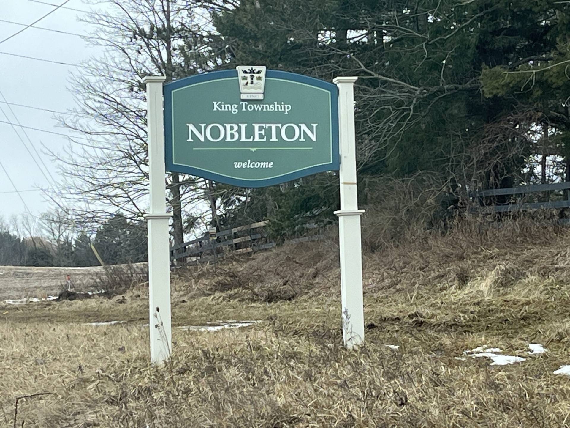 Nobleton, king highway sign board